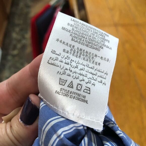 BCBGMAXAZRIA Collared Striped Ruffle Tie Back Sleeveless Shift Dress - 8 - Picture 14 of 14